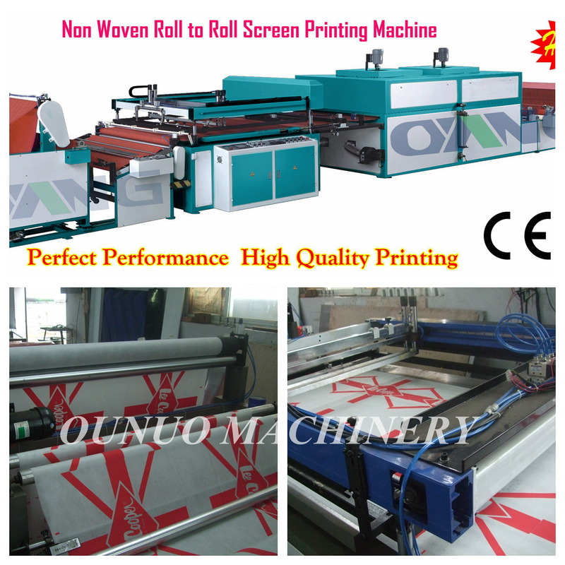 dua warna Non Woven Screen Printing Machine untuk tas bukan tenunan